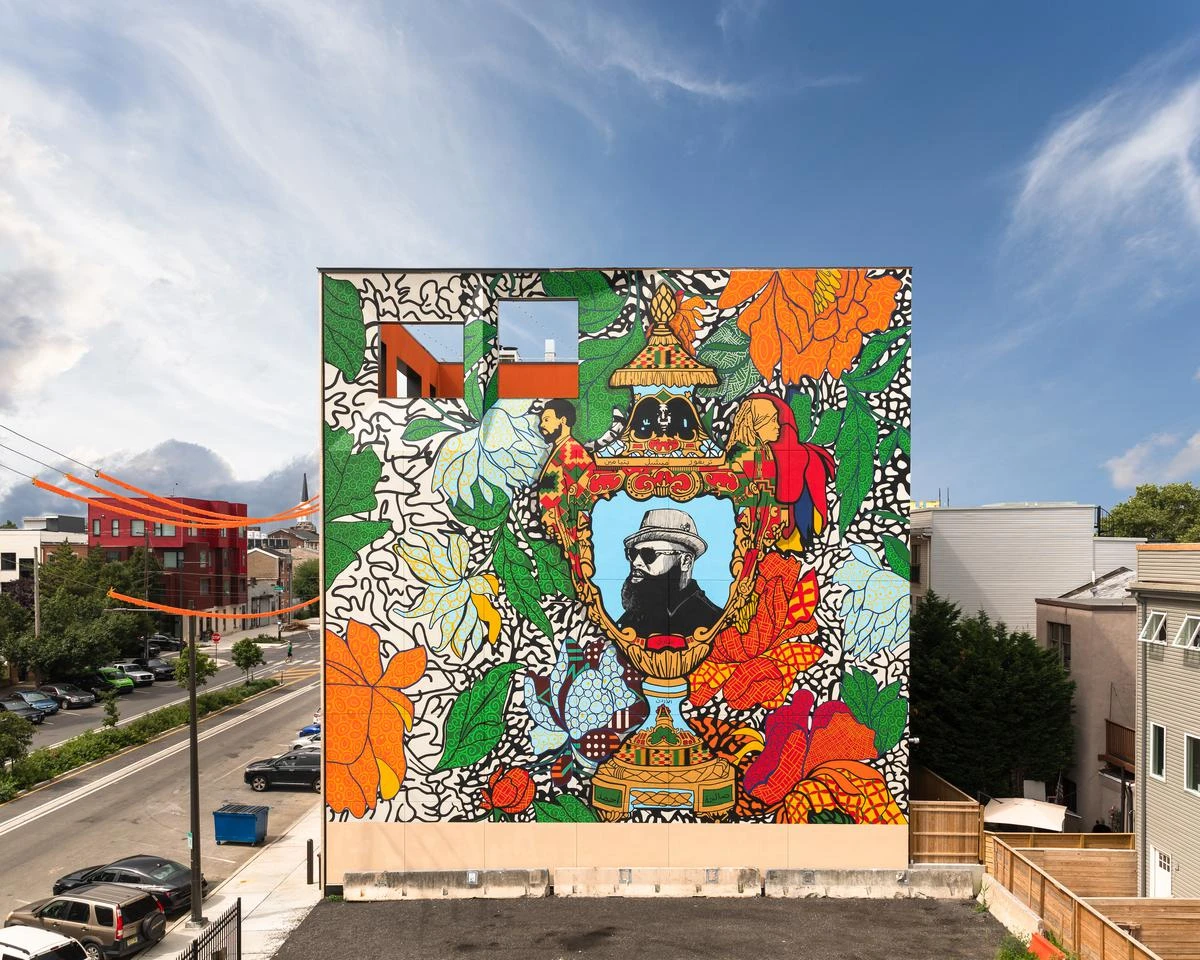 The Talented Mr. Trotter: You Can Be Anything © 2022 City of Philadelphia Mural Arts Program / Roberto Lugo, The Clay Studio, 1425 North American Street.  Photo by Steve Weinik.